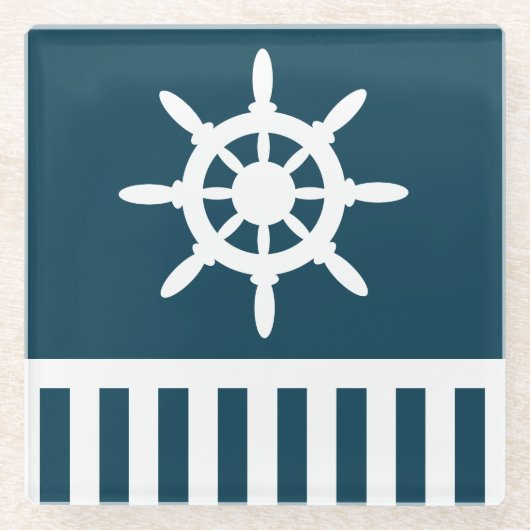航海のデザイン ガラスコースター (正面)