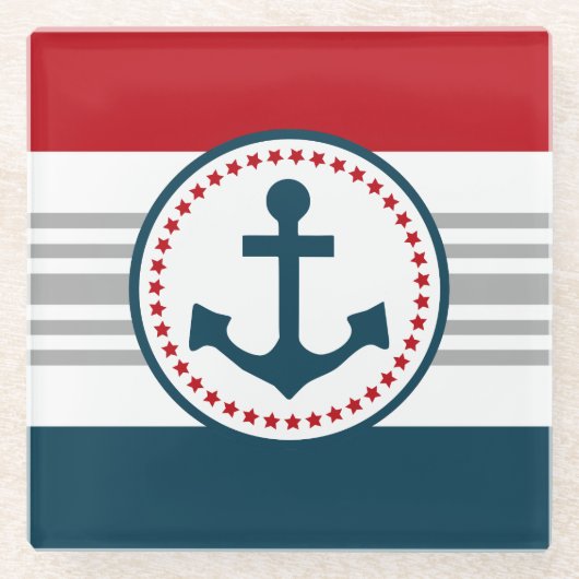 航海のデザイン ガラスコースター (正面)