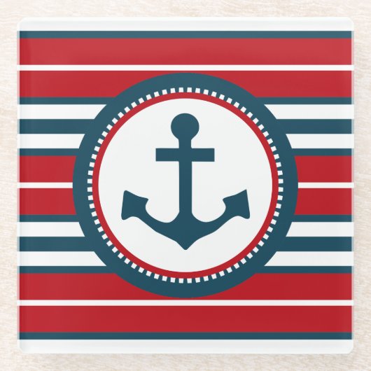 航海のデザイン ガラスコースター (正面)