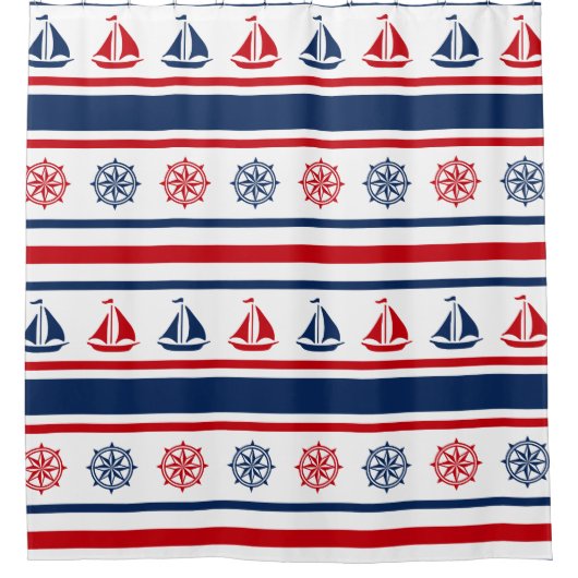 航海のデザイン シャワーカーテン (正面)
