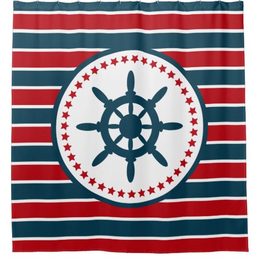 航海のデザイン シャワーカーテン (正面)
