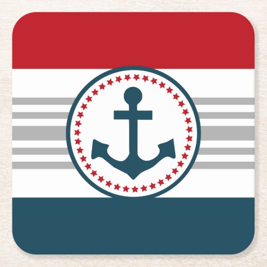 航海のデザイン スクエアペーパーコースター (正面)