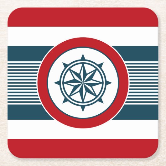 航海のデザイン スクエアペーパーコースター (正面)