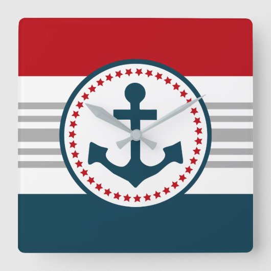 航海のデザイン スクエア壁時計 (正面)