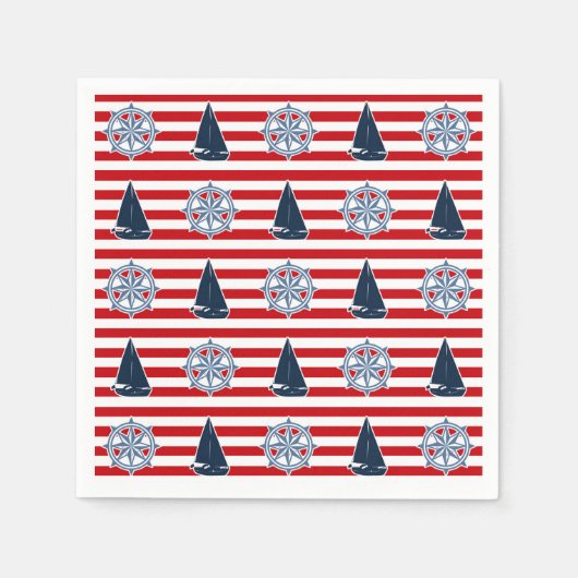 航海のデザイン スタンダードカクテルナプキン (正面)