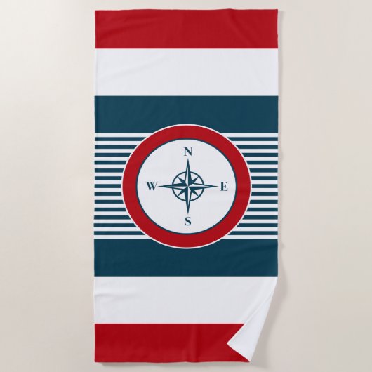 航海のデザイン ビーチタオル (正面)