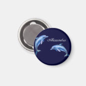 航海のドルフィン水色ネイビーブルー沿岸 マグネット (正面/裏面)