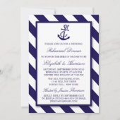 航海のネイビストライプーブルーいかりリハーサルディナー 招待状 (正面)