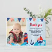 航海のノートの男の子の誕生日の赤い青ありがとう サンキューカード (スタンド正面)