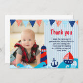 航海のノートの男の子の誕生日の赤い青ありがとう サンキューカード (正面/裏面)