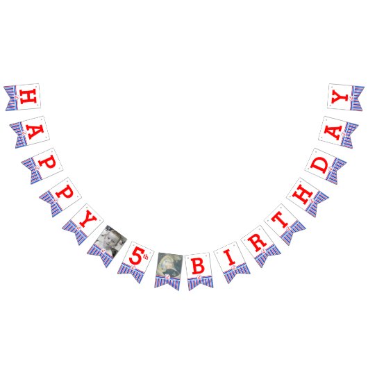 航海のハッピーバースデー5歳児のバント バンティングフラッグ (全)