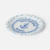航海のハッピーバースデー!いかりイニシャル ペーパープレート (アングル)