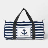 航海のハートいかりボートナイストライプのブ ダッフルバッグ (正面)