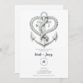 航海のハートロープいかりコースト結婚ーズ 招待状 (正面/裏面)
