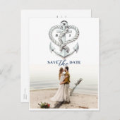 航海のハートロープいかり写真の保存日付 案内ポストカード (正面/裏面)