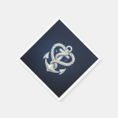 航海のハートロープいかり沿岸海軍結婚ズ スタンダードカクテルナプキン (角)