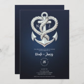 航海のハートロープいかり沿岸海軍結婚ズ 招待状 (正面/裏面)