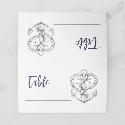 航海のハートロープいかり結婚のテーブル座 プレイスカード (外部開封)
