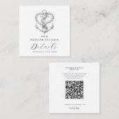 航海のハートロープいかり結婚のレジストリQR スクエア名刺 (正面/裏面)