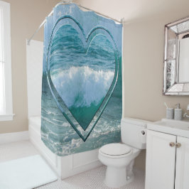 航海のハート波海岸海 シャワーカーテン