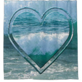 航海のハート波海岸海 シャワーカーテン (正面)