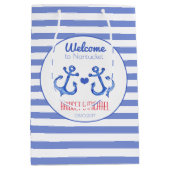 航海のバッグ&ネイビーストライプいかり結婚ズ歓迎 ミディアムペーパーバッグ (正面)