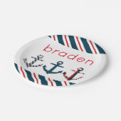 航海のパターン（の模様が）あるパーソナライズされたプレート ペーパープレート (アングル)