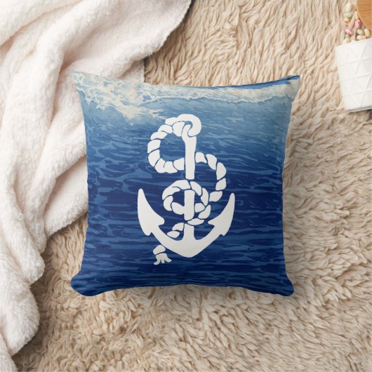 航海のパーソナライズされたいかり クッション (ブランケット)