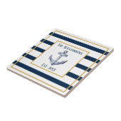 航海のパーソナライズされたストライプいかり結婚s タイル (側面)