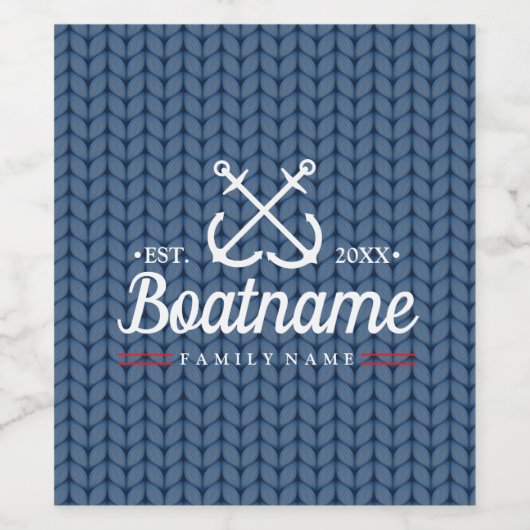 航海のパーソナライズされたボート名ウール ワインラベル (シングルラベル)