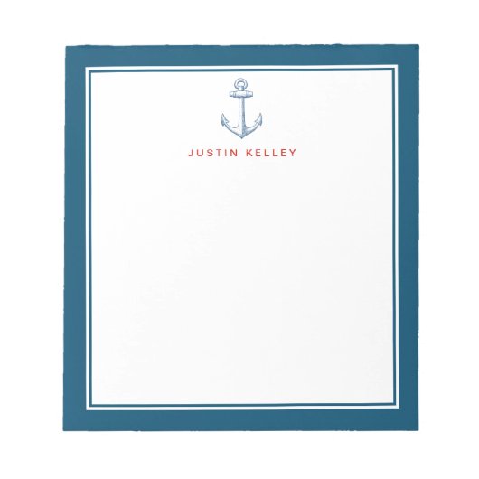 航海のパーソナライズされたメモ帳、青いかり ノートパッド (正面)