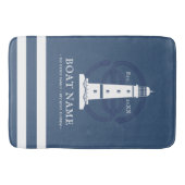 航海のパーソナライズされたライトハウスボート名モダン バスマット (正面)