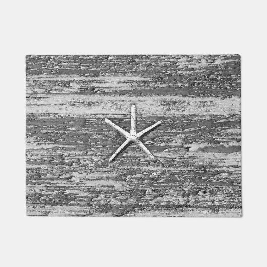 航海のヒトデ風化流木の水彩 ドアマット (正面)