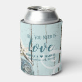 航海のビーチアクア青いシーセルヒトデ結婚ィス 缶クーラー (缶正面)