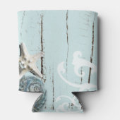 航海のビーチアクア青いシーセルヒトデ結婚ィス 缶クーラー (裏面)