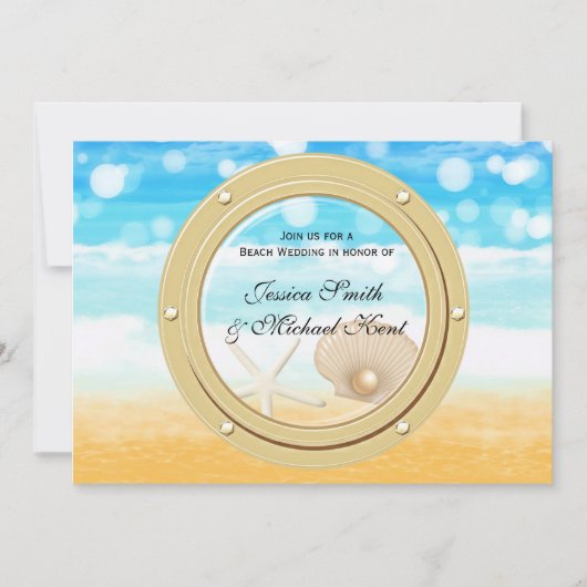 航海のビーチクルーズシーシップ結婚式招待状 招待状 (正面)