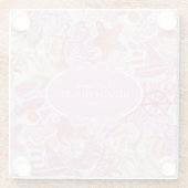 航海のビーチコラージホットピンクID840 ガラスコースター (裏面)