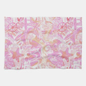 航海のビーチコラージホットピンクID840 キッチンタオル (横)