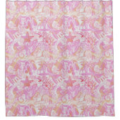 航海のビーチコラージホットピンクID840 シャワーカーテン (正面)