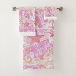 航海のビーチコラージホットピンクID840 バスタオルセット