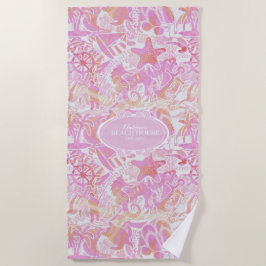 航海のビーチコラージホットピンクID840 ビーチタオル