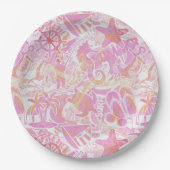 航海のビーチコラージホットピンクID840 ペーパープレート (正面)