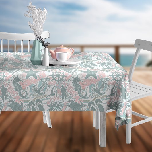 航海のビーチコラージュセージID840 テーブルクロス