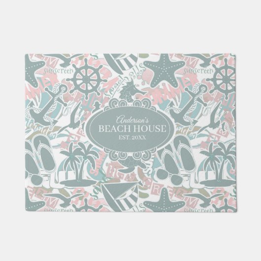 航海のビーチコラージュセージID840 ドアマット (正面)