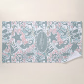 航海のビーチコラージュセージID840 ビーチタオル (正面)