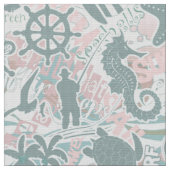 航海のビーチコラージュセージID840 ファブリック (クローズアップ)