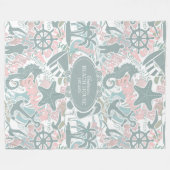 航海のビーチコラージュセージID840 フリースブランケット (正面(横))