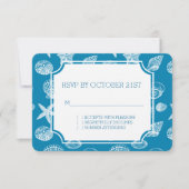 航海のビーチシェルアクアホワイトRSVP 招待状 (正面)