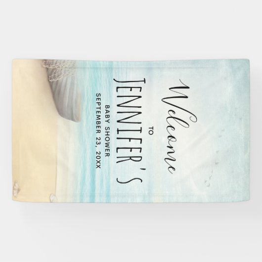 航海のビーチシーン赤ちゃんシャワー 横断幕 (横)