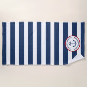 航海のビーチストライプの付きタオル ビーチタオル (正面)